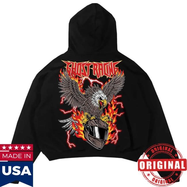 Official Ghost Racing Clothing Red Flaming Eagle Top Shirt - Black