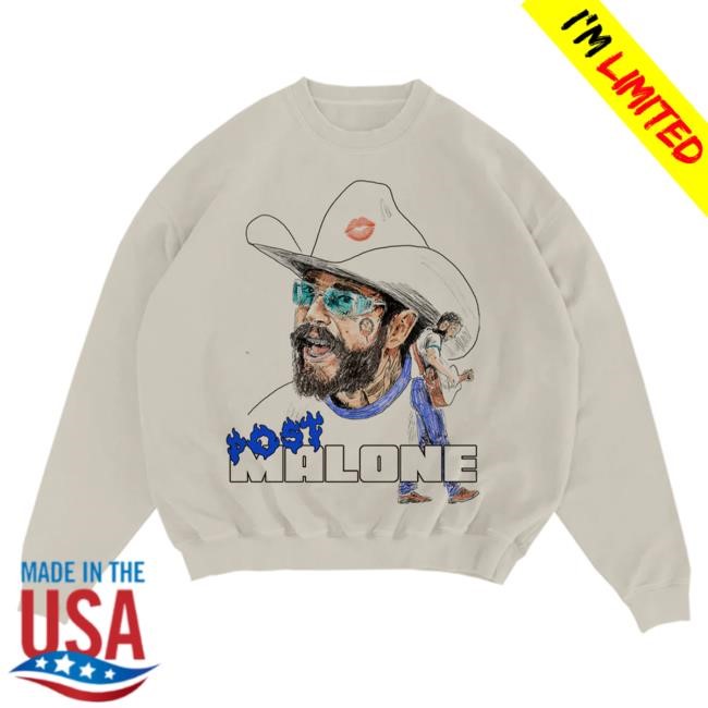 Official Post Malone Merch Store Post Malone Blue Flame Sweatshirts