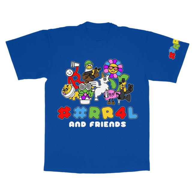 Official Really Rich Merch Rr4l & Frriends Tshirt Blue ReallyRich Clothing