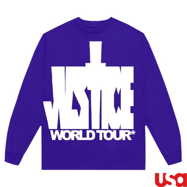 Official Justin Bieber Merch Store Shop Justin Bieber Justice World Tour Purple Long Sleeve Tee Shirt JustinBieber Apparel Clothing