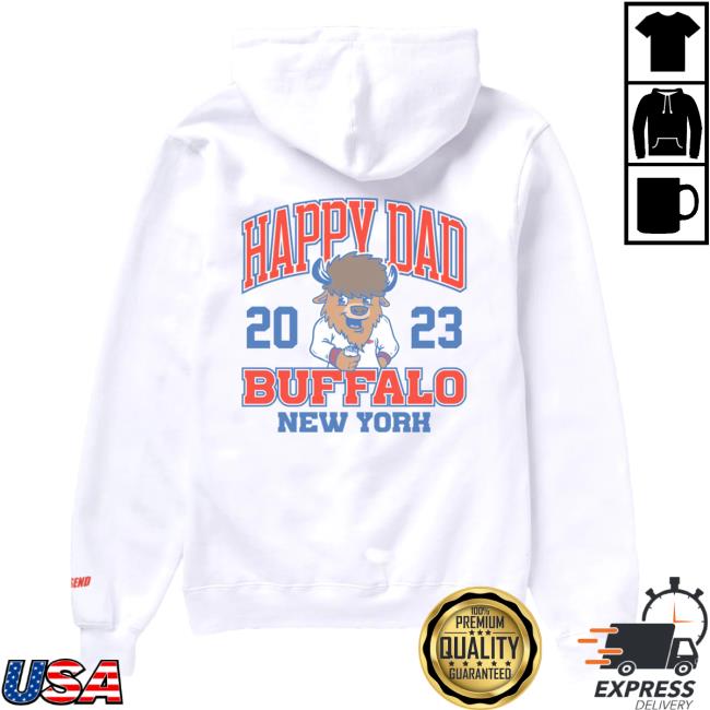 Official Happy Dad Hard Seltzer Clothing Store Shop Happy Dad Buffalo Mascot Hoodie White HappyDad Merch