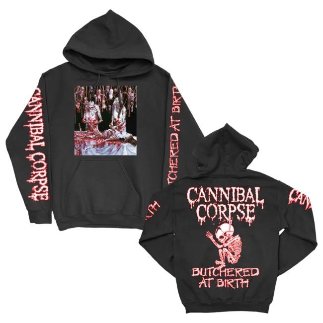Official Cannibal Corpse Merch Cannibal Corpse Butchered At Birth Poster Sweatshirt (Black)