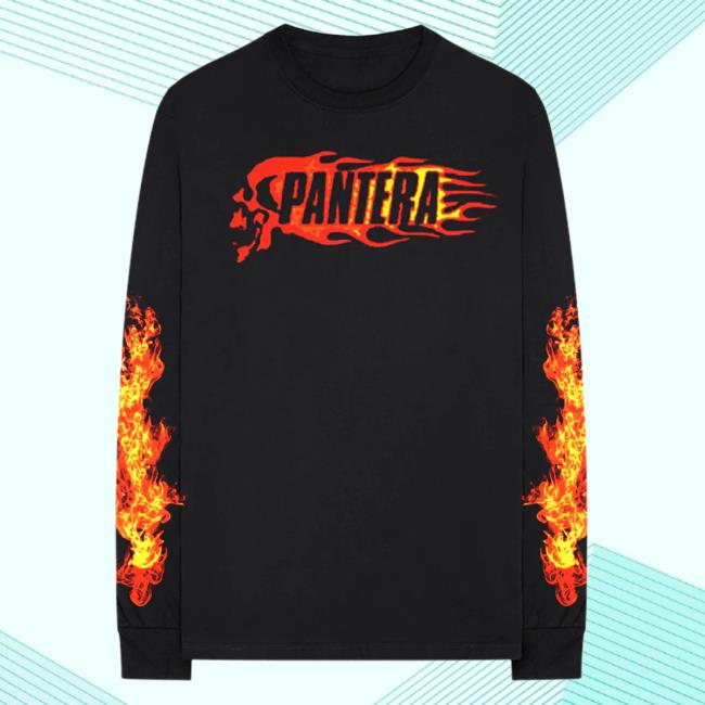 Official Pantera Merch Store Shop Pantera Flame Skull Long Sleeve T-Shirts