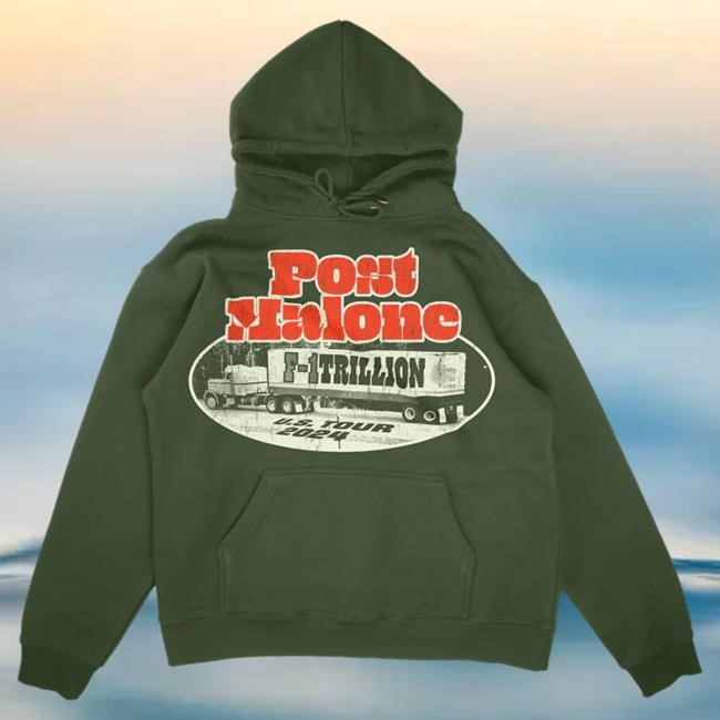 Official Post Malone Merch Store Shop Post Malone F-1 Trillion Green Tour Hooded Sweatshirt