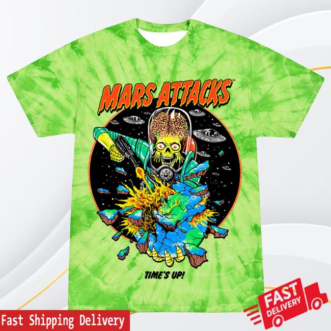 Official Cavity Colors Mars Attacks: Time's Up - T Shirt (Martian Green Tie-Dye)