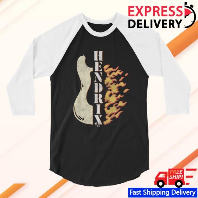 Official Jimi Hendrix Store Flame Raglan Long Sleeve Tees Authentic Hendrix