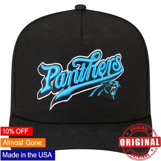 Official Born X Raised + Panthers Pro Script A-Frame Snapback Cap: Black NFL 2025 Kickoff