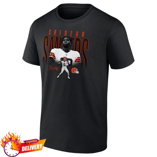 Official Men's Shedeur Sanders Black Cleveland Browns Humble Shadow Player Graphic Shirts