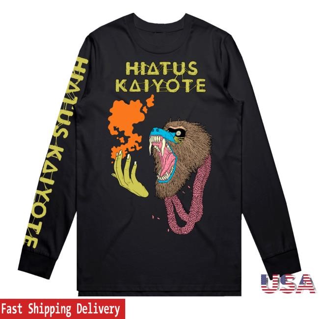 Baboon Fire Hand On Black LS Shirt Hiatus Kaiyote Band Merch