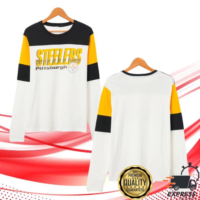 Official Junk Food Apparel Clothing Store Shop Junkfoodclothing Pittsburgh Steelers Zone Blitz Long Sleeve Tees Sugar/True Black/Mustard