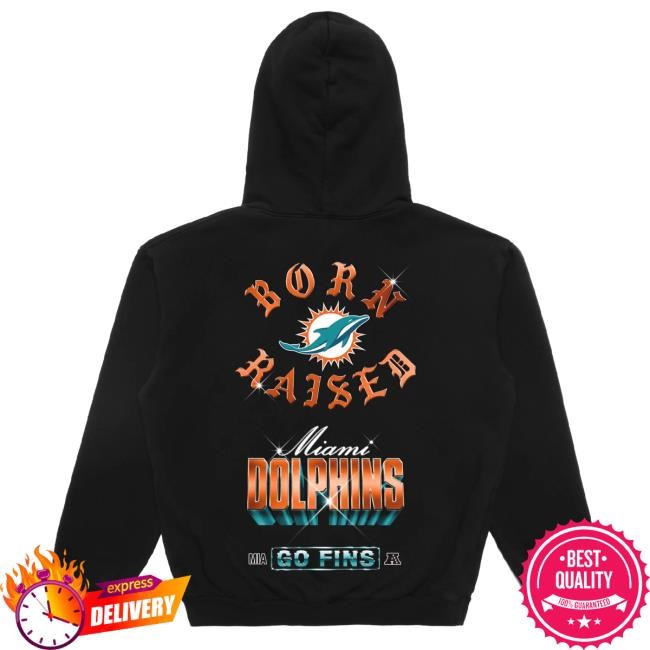 Unisex Born X Raised Black Miami Dolphins Chrome Rocker Short Sleeve Tee