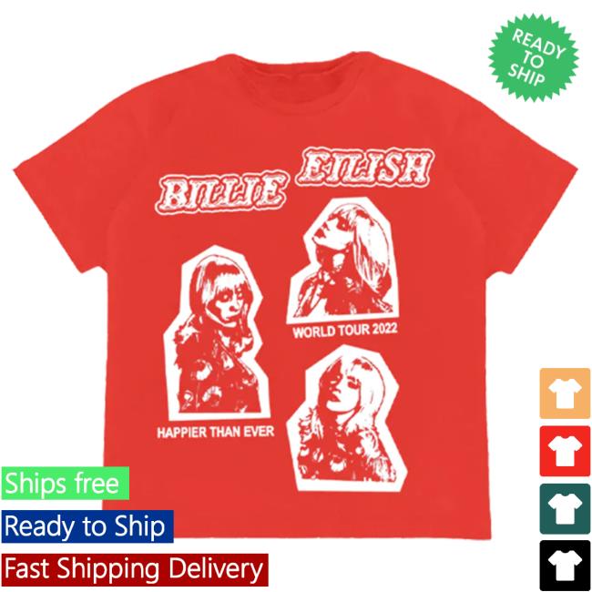 Official Interscope Records Billie Eilish Merch Store Cut Out Red Tour New Shirt Billie Eilish Apparel Clothing Shop