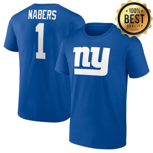 Men's Malik Nabers Royal New York Giants Icon Name & Number Tee NewYorkGiants