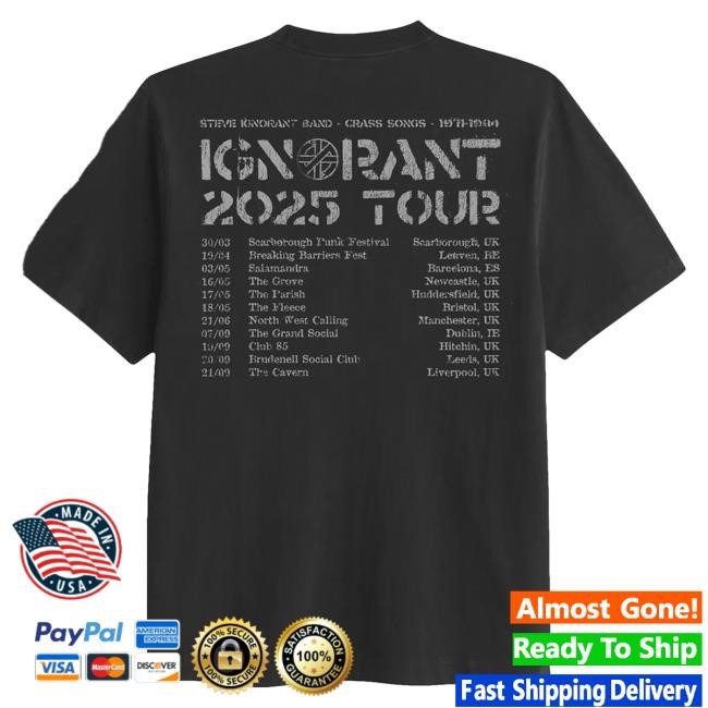 Official Steve Ignorant 2025 Tour Stencil Shirts