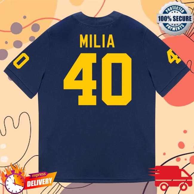 Michigan Wolverines #40 Rocco Milia Student Athlete Blue Football Jersey Tshirt The M Den Shop