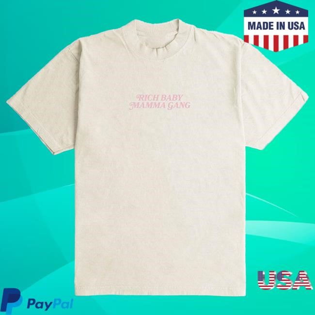 Official Outrank Brand Clothing Store Rich Baby Mamma Gang Ultra Heavyweight Tee- Sky Blue