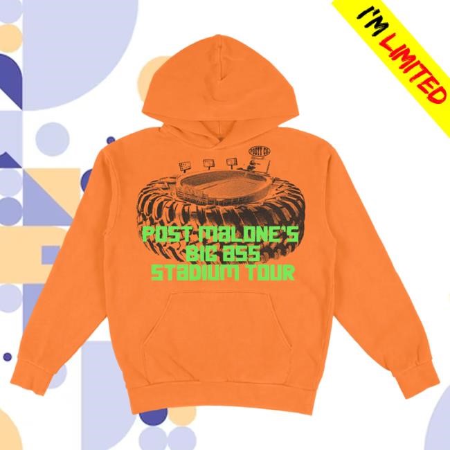 Post Malone Big Ass Stadium Tour Orange Hooded Sweatshirt Official Post Malone Merch Store