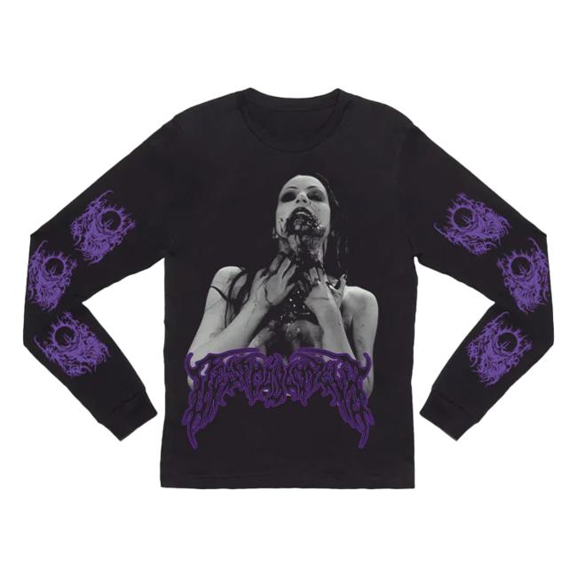 Official Interscope Records DestroyLonely Merch Clothing Store Shop Destroy Lonely Logo Bloody Neck Long Sleeve Tee Shirt