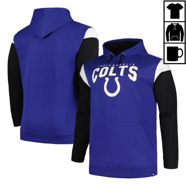Official Profile Royal Indianapolis Colts Big & Tall Trench Battle Hoodie