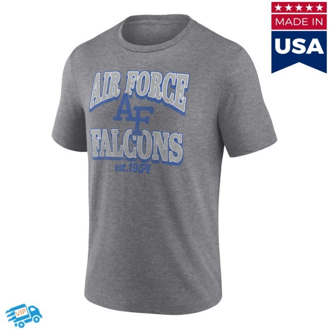 Goairforcefalcons Men's Heather Gray Air Force Falcons Vintage Stack Tri-Blend Tee
