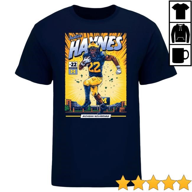 The M Den Michigan Wolverines #22 Justice Haynes Student Athlete Comic Top Shirt
