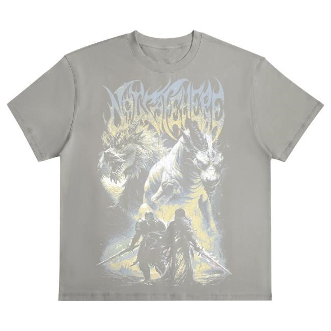 Official Pmw Merch Store Pay Money Wubby Limited: Dragon Duel Oversized New Shirt - Taupe PayMoneyWubby