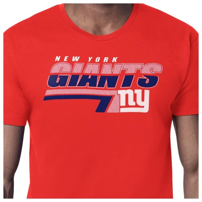 Official New York Giants Bulls Merch Men's Starter Red New York Giants Logo Push Graphic Tshirt NewYorkGiants