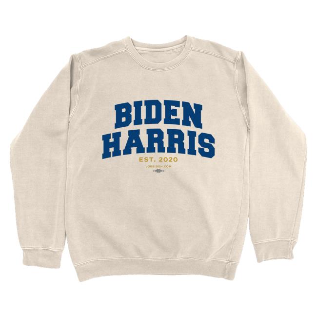 Official Joe Biden Merch Store Joe Biden Biden/Harris Varsity (Cream Crew neck) Joe Biden Apparel Clothing Shop JoeBiden