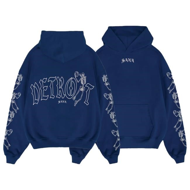 Official Sana Detroit Merch Store Sana X Malik Beasley Skelly Hooper Hoody - Navy SanaDetroit