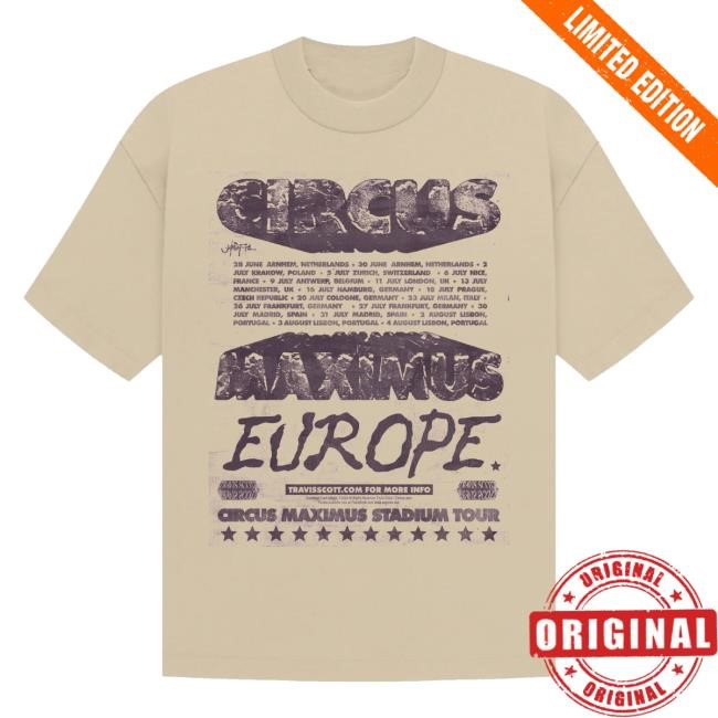 Official Travis Scott Merch Shop Circus Maximus Europe New Shirt Travis Scott