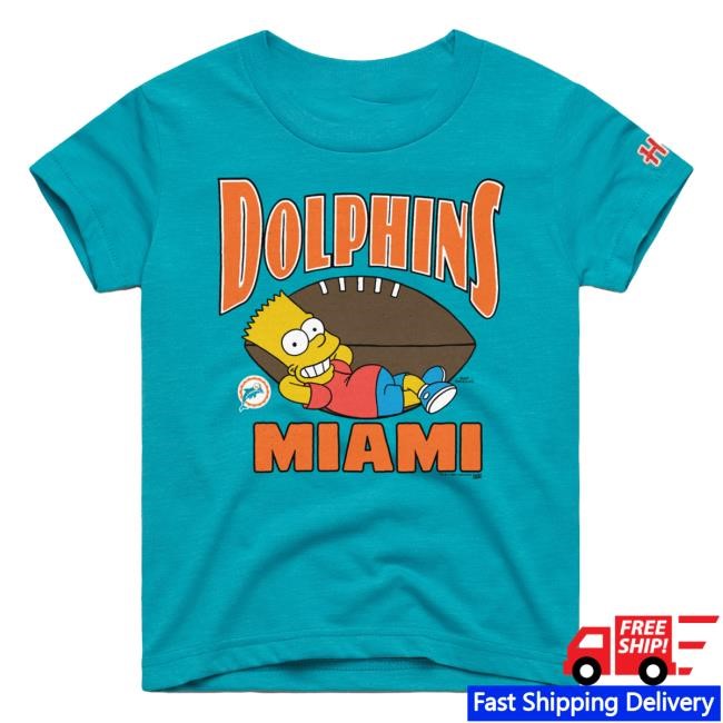 Official Miami Dolphins Homage x The Simpsons Youth T Shirt - Aqua