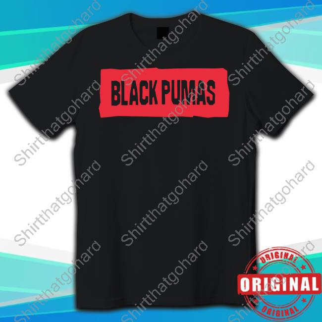 Official Hello Merch Black Pumas Red Logo Stamp Shirt