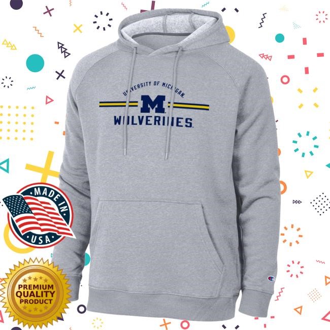 Michigan Wolverines Three Stripe Triumph Fleece Attractive Hoodie The M Den Shop