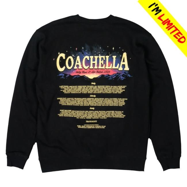Coachella Merch Store Desert Sunset Lineup Pullover Sweatshirt