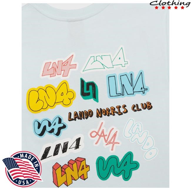 Official Lando Norris Kids Sticker Tshirt - Sky Blue LandoNorris