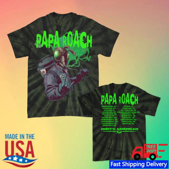 Official Papa Roach Exterminator Rockzilla 2 Tour Shirts Spider Dye Paparoach