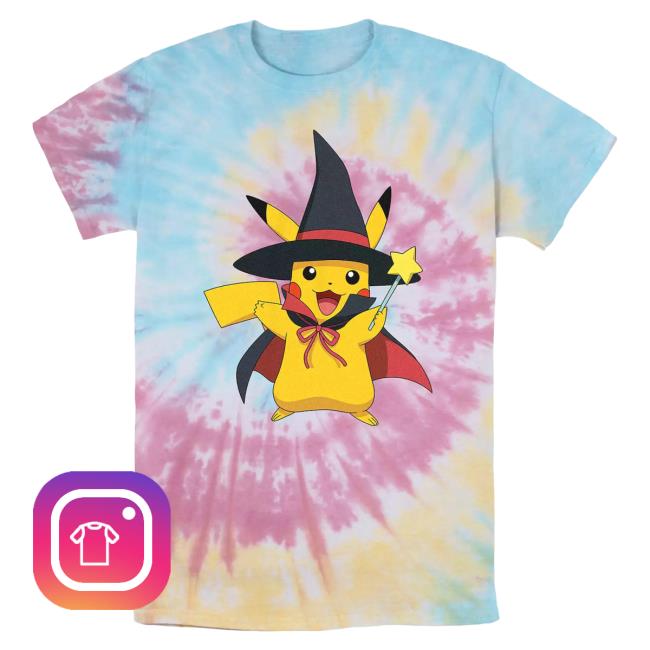 Official Kohls Apparel Clothing Store Shop Merch Pokémon Pikachu Witches Hat Star Wand Spiral Tie Dye Shirt New
