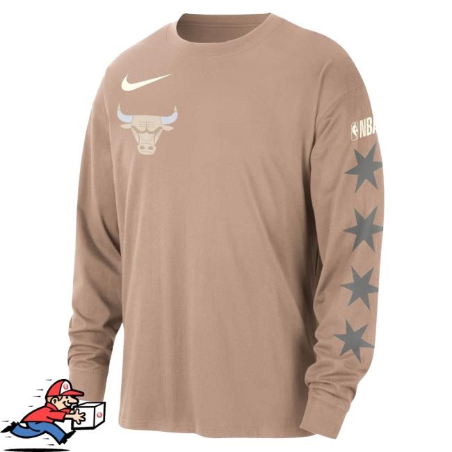 Official Chicago Bulls Merch 2024-25 Chicago Bulls City Edition Nike Max 90 Long Sleeve Shirt ChicagoBulls