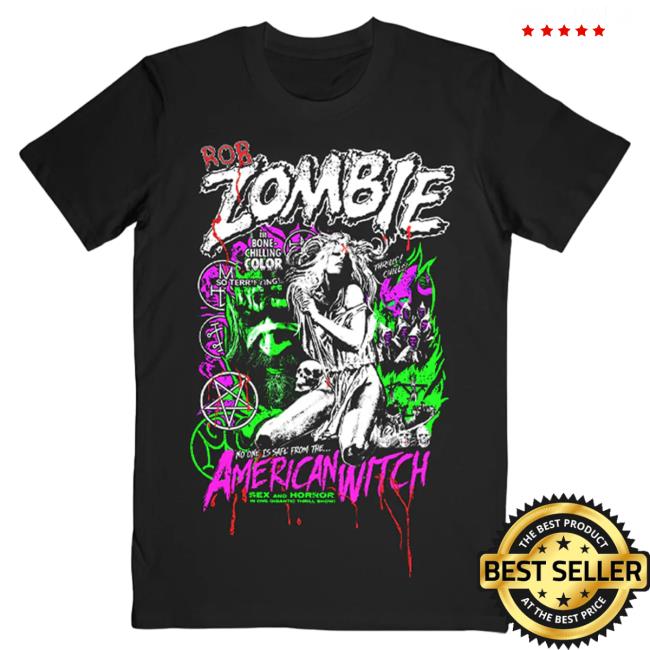Official Rob Zombie Store Shop American Witch Neon Shirt 2024 Rob Zombie Apparel Shop RobZombie