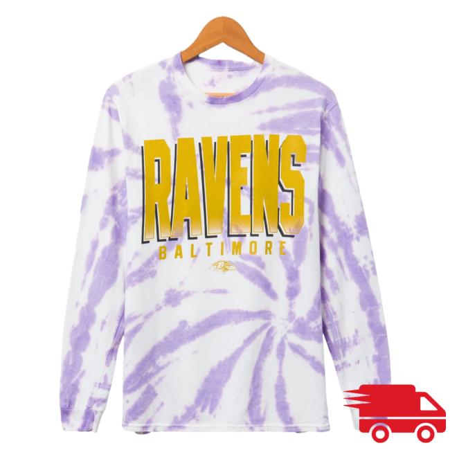 Official Junk Food Apparel Clothing Store Shop Junkfoodclothing Baltimore Ravens Game Time Tie Dye Long-Sleeve Purple Tie-Dye