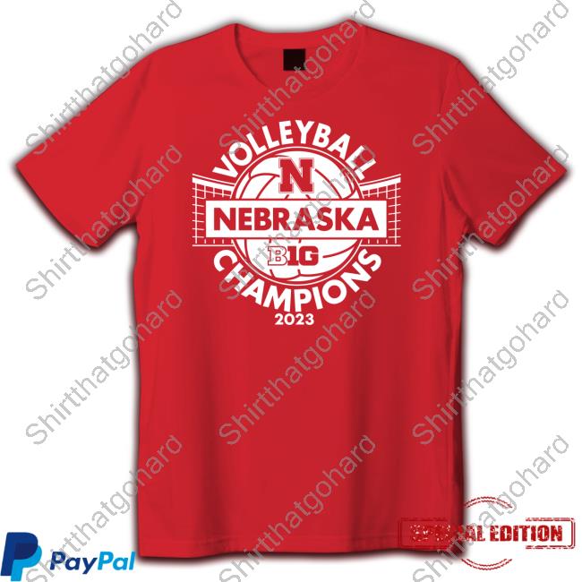 Official Unisex Blue 84 Scarlet Nebraska Huskers 2023 Big Ten Women's Volleyball Regular Season Champions Locker Room T-Shirt