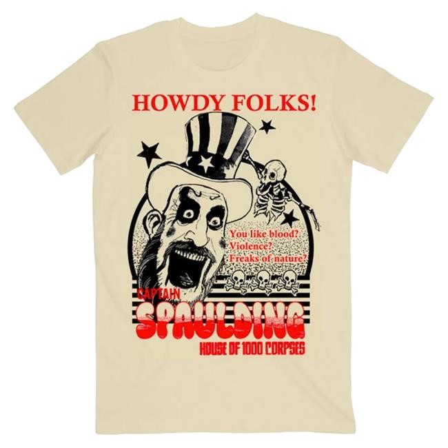 Official Rob Zombie Store Howdy Folks Natural Hot Shirt RobZombie