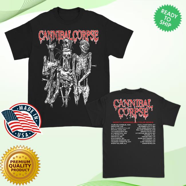 Official Cannibal Corpse Merch Impalement Na 2024 Tour Tees (Black)