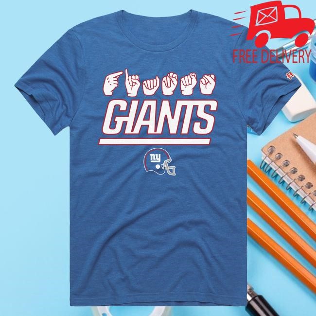 Official New York Giants Bulls Apparel Unisex Homage Ash New York Giants The NFL ASL Collection by Love Sign American Sign Language Tees NewYorkGiants