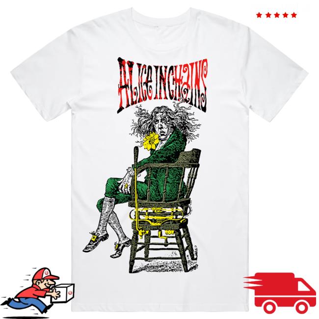 Official Alice In Chains Merch Store Angry Chair White T-Shirt Aliceinchains