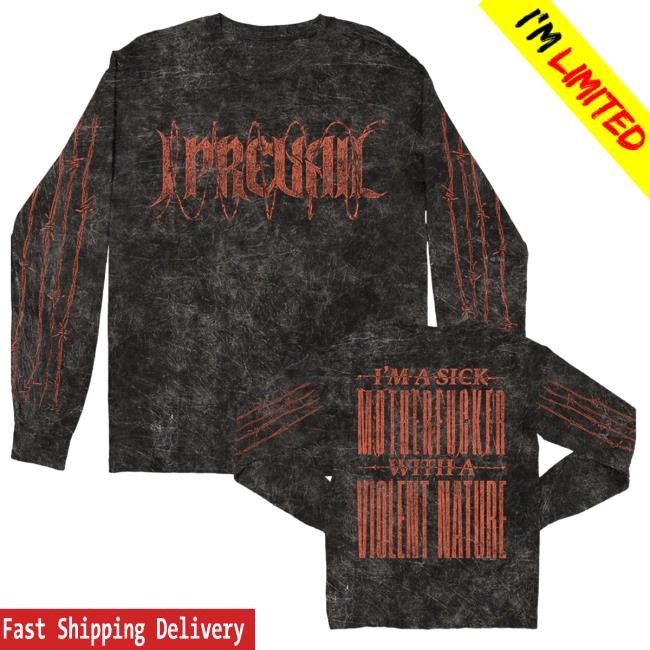 Official I Prevail Merch Violent Nature Long Sleeve Tee Shirt (Mineral Black)
