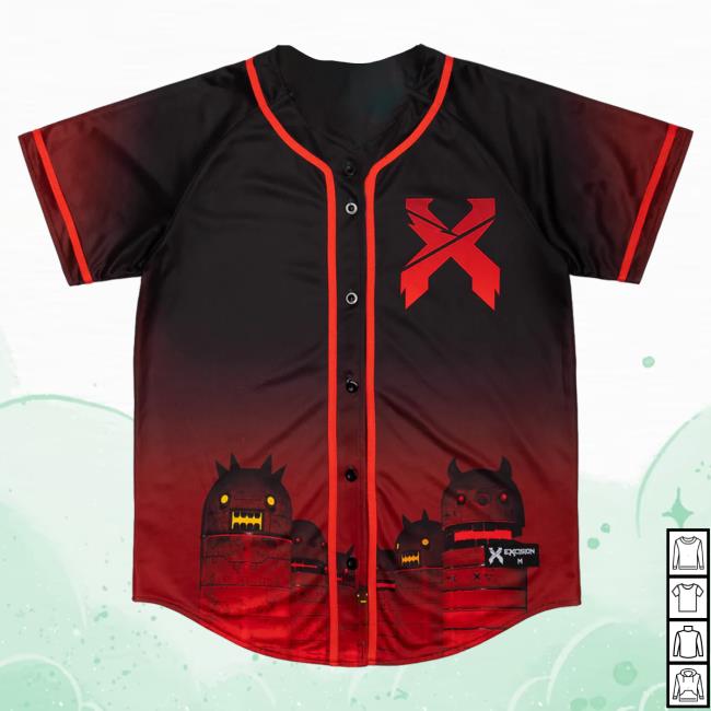 Official Excision Merch Home Robot Baseball Tee Red