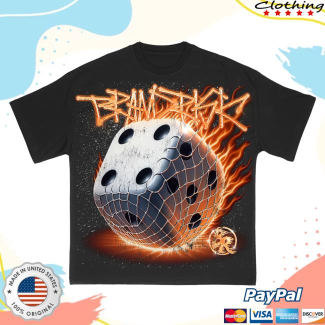 Official Brand Risk Merch Shop Flaming Dice Roll Black T Shirt