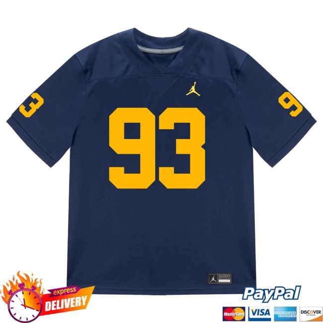 The M Den Michigan Wolverines #93 Benny Patterson Student Athlete Blue Football Jersey Tshirt