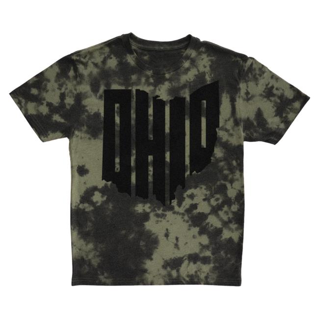 Ohio Clothing Merch Apparel Ohio Heather Military Green Tie Dye Sweatshirt Black Tie-Dye Ohioclothing